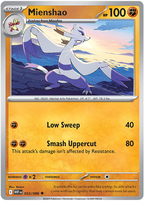 Mienshao 053/086 Uncommon Pokemon Card (Scarlet & Violet White Flare)