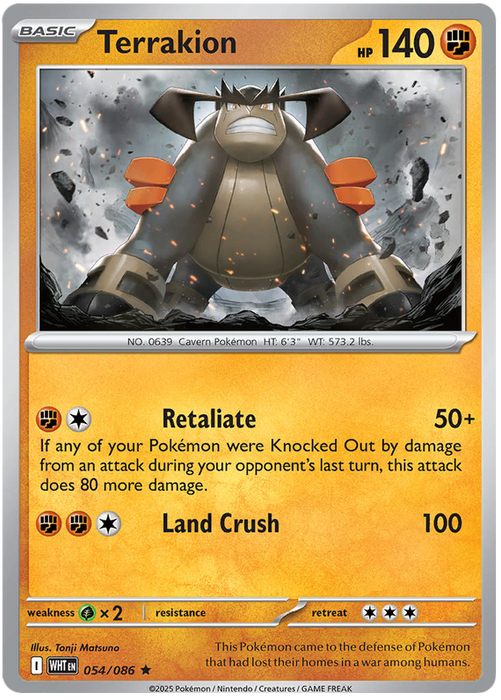 Terrakion 054/086 Rare Pokemon Card (Scarlet & Violet White Flare)