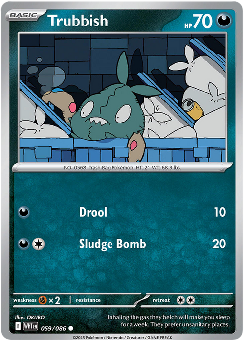 Trubbish 059/086 Common Pokemon Card (Scarlet & Violet White Flare)