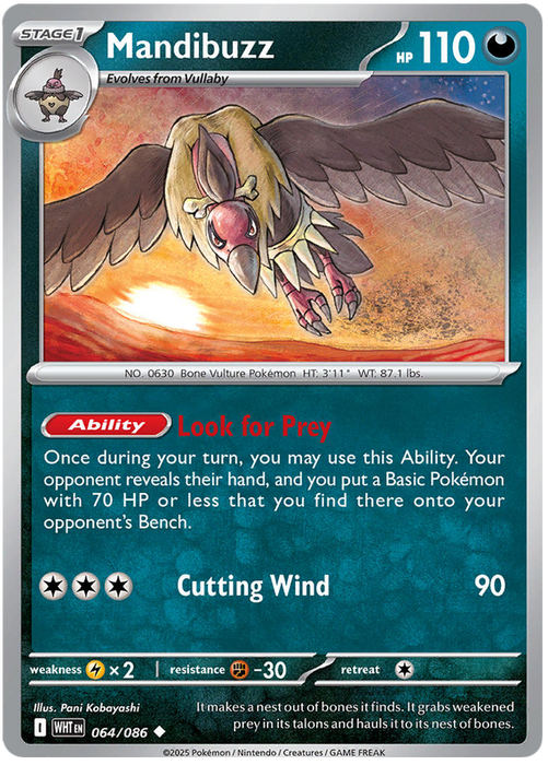 Mandibuzz 064/086 Uncommon Pokemon Card (Scarlet & Violet White Flare)