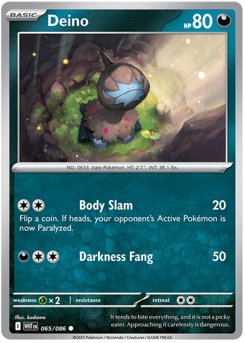 Deino 065/086 Common Pokemon Card (Scarlet & Violet White Flare)