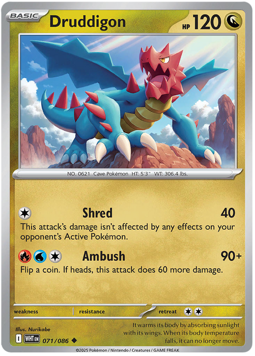 Druddigon 071/086 Uncommon Pokemon Card (Scarlet & Violet White Flare)