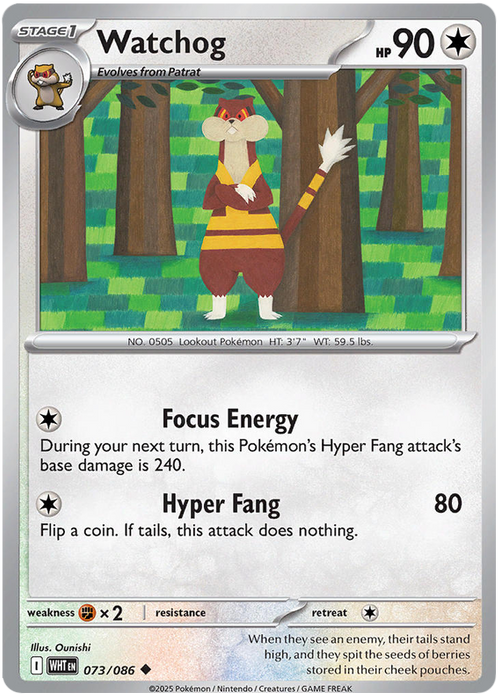 Watchog 073/086 Uncommon Pokemon Card (Scarlet & Violet White Flare)