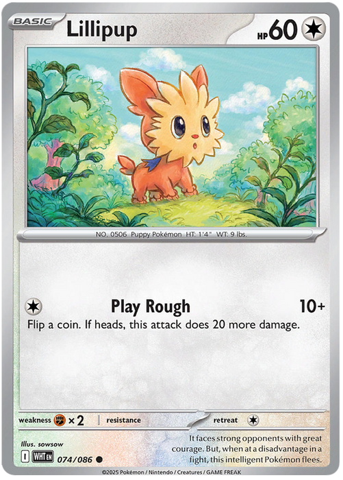 Lillipup 074/086 Common Pokemon Card (Scarlet & Violet White Flare)