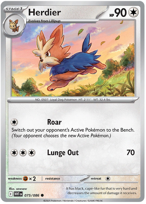 Herdier 075/086 Common Pokemon Card (Scarlet & Violet White Flare)