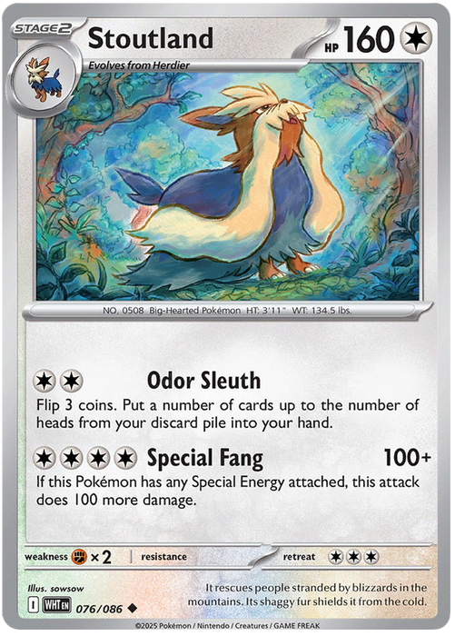 Stoutland 076/086 Uncommon Pokemon Card (Scarlet & Violet White Flare)