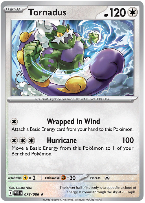 Tornadus 078/086 Rare Pokemon Card (Scarlet & Violet White Flare)