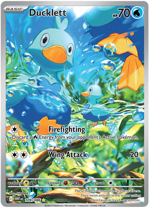 Ducklett 109/086 Illustration Rare Pokemon Card (Scarlet & Violet White Flare)