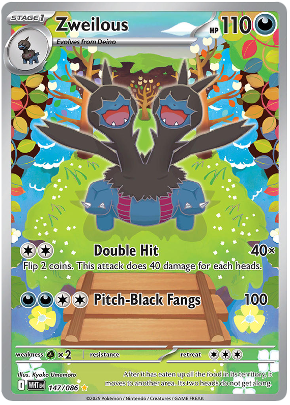 what pokemon set has 147 cards Zweilous - 147/086 - SV: White Flare [ILLUSTRATION RARE] [Near Mint]