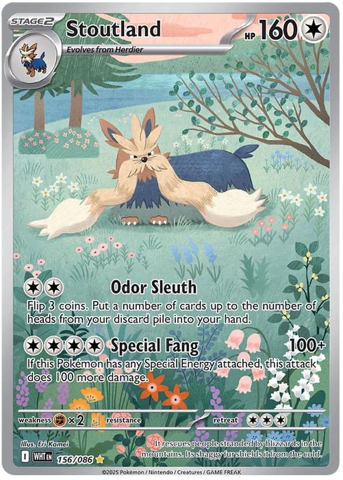 Stoutland 156/086 Illustration Rare Pokemon Card (Scarlet & Violet White Flare)