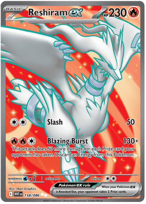 Reshiram ex 158/086 Ultra Rare Pokemon Card (Scarlet & Violet White Flare)