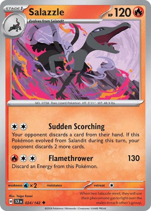 Salazzle 024 /142 Uncommon Pokemon Card (SV Stellar Crown)