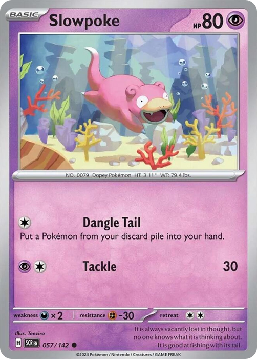 Slowpoke 057 /142 Common Reverse Holo Pokemon Card (SV Stellar Crown)