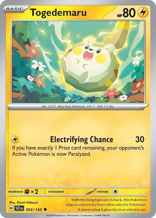 Togedemaru 054 /142 Uncommon Pokemon Card (SV Stellar Crown)