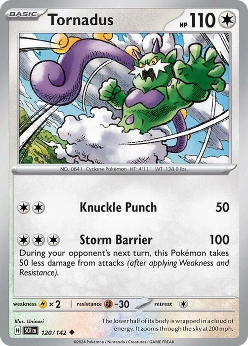 Tornadus 120 /142 Uncommon Reverse Holo Pokemon Card (SV Stellar Crown)