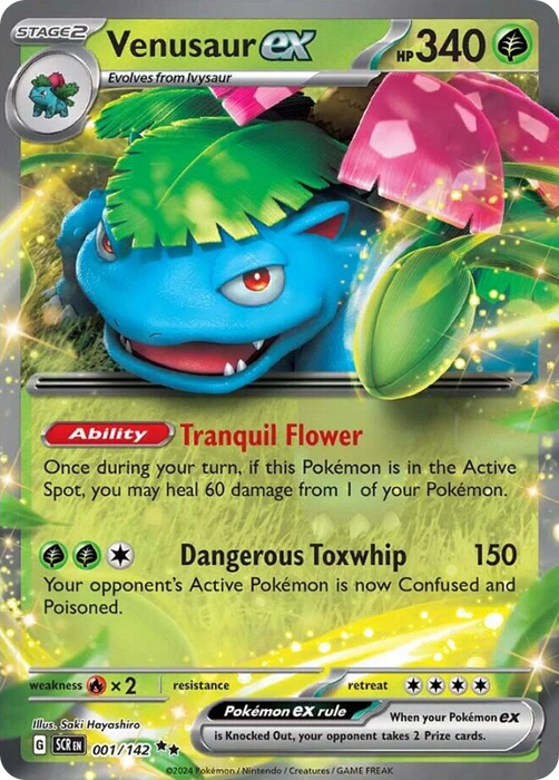 Venusaur ex 001 /142 Double Rare Pokemon Card (SV Stellar Crown)