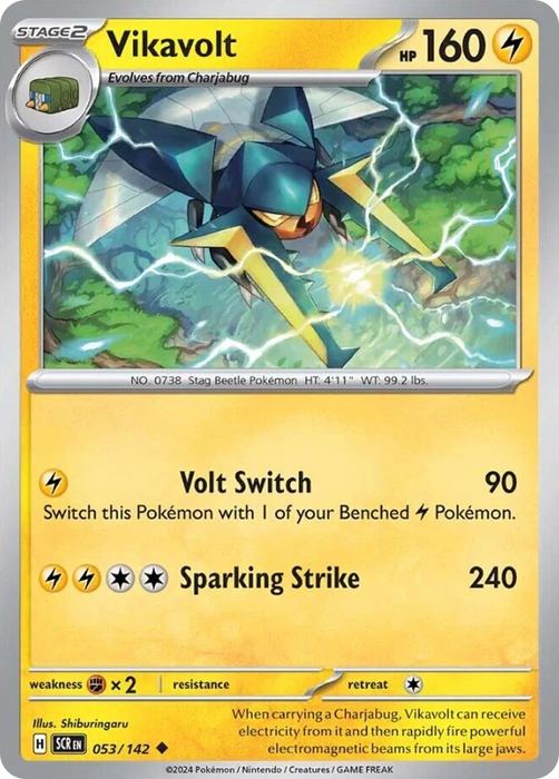 Vikavolt 053 /142 Uncommon Reverse Holo Pokemon Card (SV Stellar Crown)