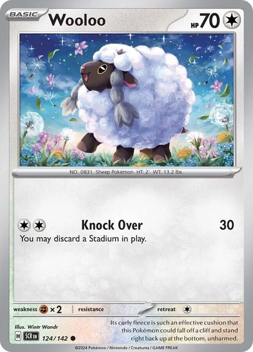 Wooloo 124 /142 Common Reverse Holo Pokemon Card (SV Stellar Crown)