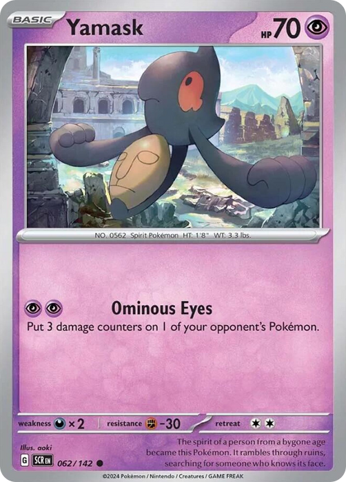 Yamask 062 /142 Common Pokemon Card (SV Stellar Crown)