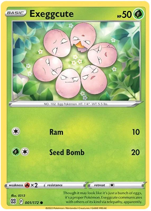 Exeggcute 001/172 Common Reverse Holo Pokemon Card (SWSH Brilliant Stars)