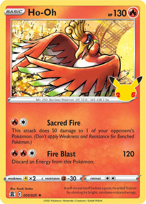 Ho-Oh 001/025 Rare Pokemon Card (Celebrations 25th Anniversary)