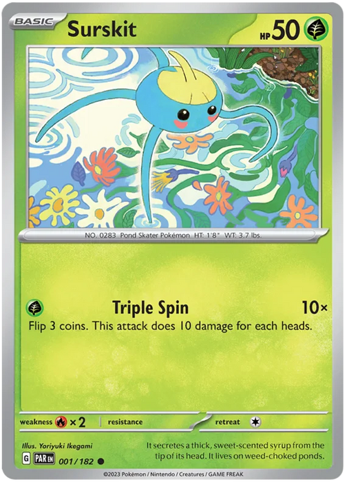 Surskit 001/182 Common Pokemon Card (SV04 Paradox Rift)