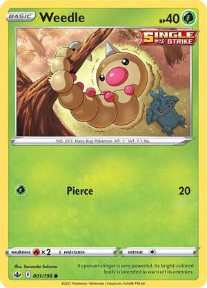 Weedle 001/198 Common Pokemon Card (SWSH Chilling Reign)