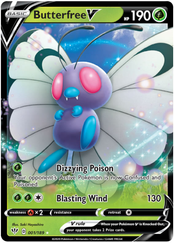 ポケモンカード バタフリー 英語版 Butterfree 5/165 Butterfree V 001/189 Ultra Rare Pokemon Card (Darkness Ablaze