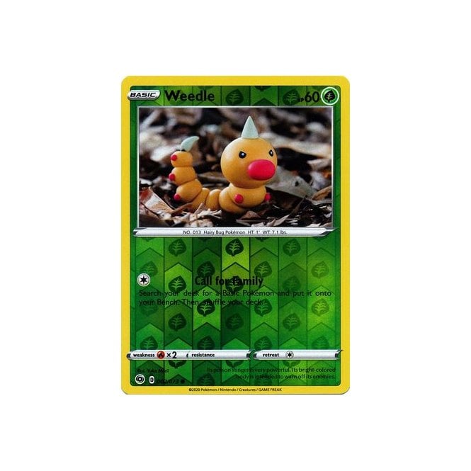 Weedle 002/073 Common Reverse Holo Pokemon Card (Champions Path)