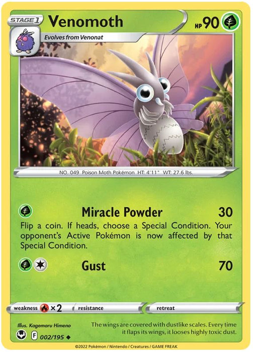 Venomoth 002/195 Uncommon Pokemon Card (SWSH Silver Tempest)