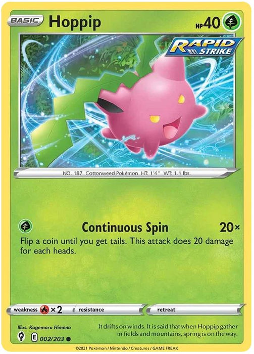 Hoppip 002/203 Common Pokemon Card (SWSH Evolving Skies)