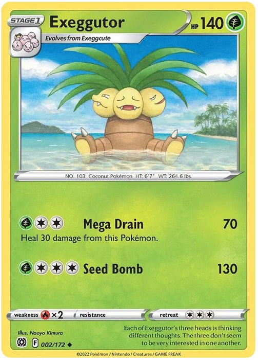 Exeggutor 002/172 Uncommon Reverse Holo Pokemon Card (SWSH Brilliant Stars)