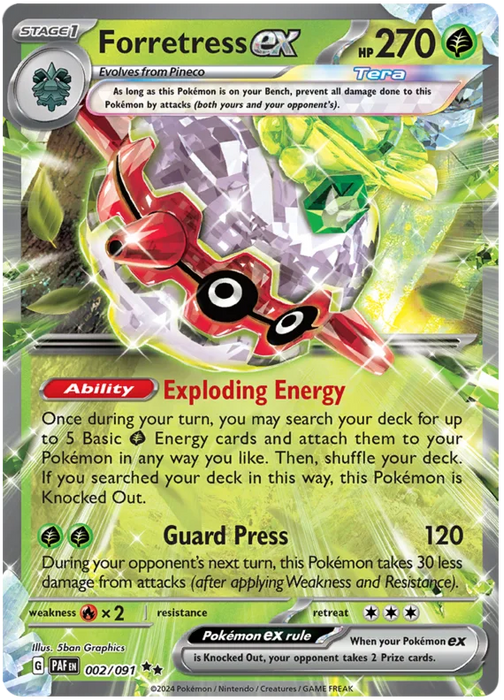 Forretress ex 002/091 Double Rare Pokemon Card (SV 4.5 Paldean Fates)