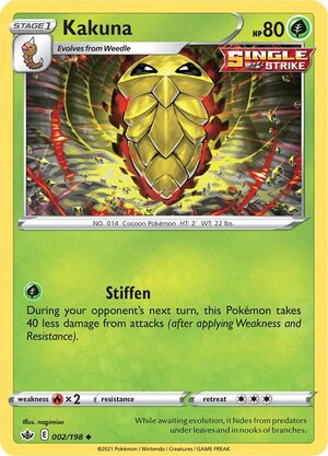 Kakuna 002/198 Uncommon Reverse Holo Pokemon Card (SWSH Chilling Reign)