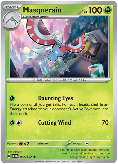 Masquerain 002/182 Uncommon Pokemon Card (SV04 Paradox Rift)