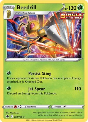 Beedrill 003/198 Rare Holo Pokemon Card (SWSH Chilling Reign)