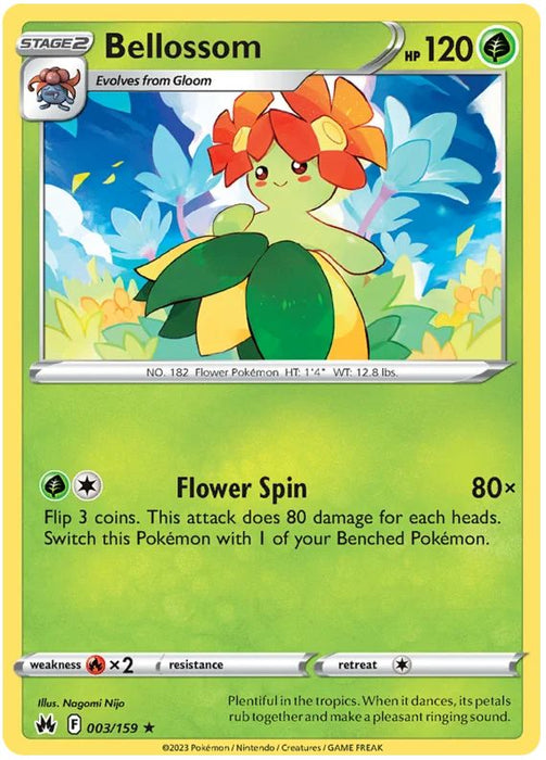 Bellossom 003/159 Rare Reverse Holo Pokemon Card (SWSH Crown Zenith)