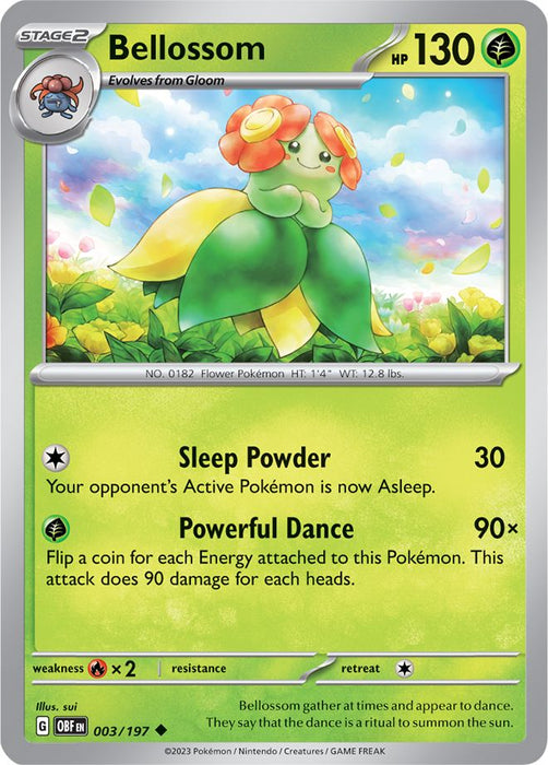 Bellossom 003/197 Uncommon Reverse Holo Pokemon Card (SV Obsidian Flames)