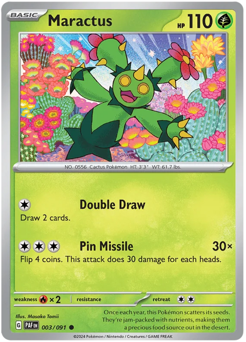 Maractus 003/091 Common Reverse Holo Pokemon Card (SV 4.5 Paldean Fates)