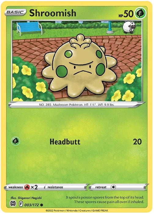 Shroomish 003/172 Common Reverse Holo Pokemon Card (SWSH Brilliant Stars)