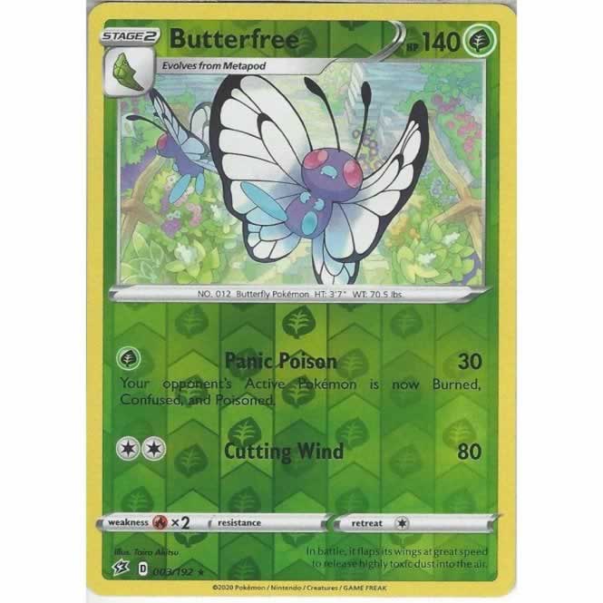 Butterfree 003/192 Rare Reverse Holo Pokemon Card (SWSH Rebel Clash)