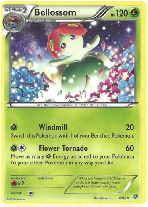 Bellossom 4/98 Uncommon Reverse Holo Pokemon Card (XY Ancient Origins)