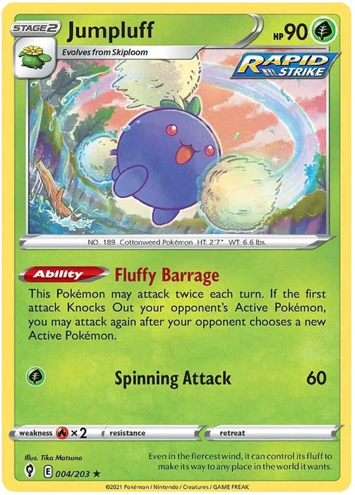 Jumpluff 004/203 Rare Reverse Holo Reverse Holo Pokemon Card (SWSH Evolving Skies)