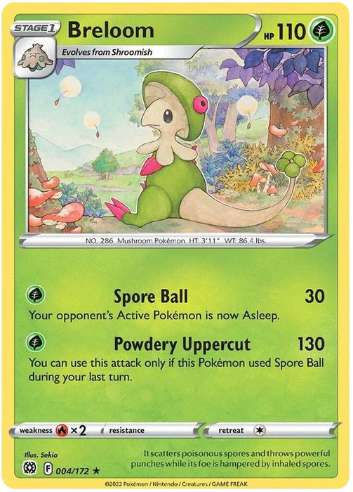 Breloom 004/172 Rare Pokemon Card (SWSH Brilliant Stars)