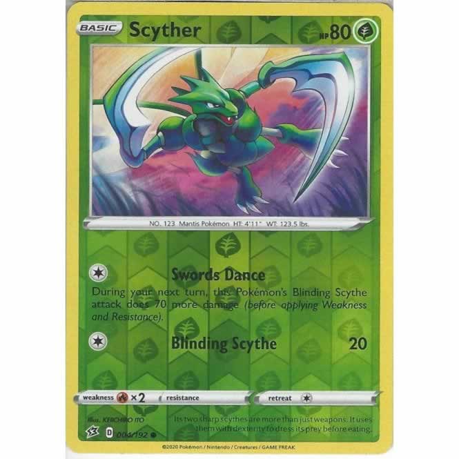 Scyther 004/192 Common Reverse Holo Pokemon Card (SWSH Rebel Clash)