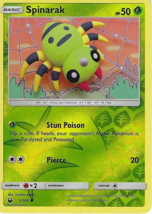 Spinarak 5/168 Common Reverse Holo Pokemon Card (Celestial Storm)