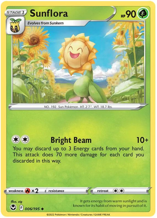 Sunflora 006/195 Uncommon Pokemon Card (SWSH Silver Tempest)