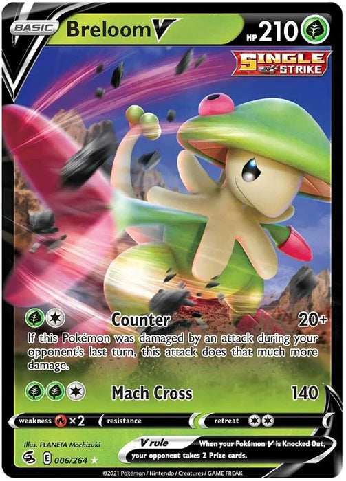 Breloom V 006/264 Ultra-Rare Rare Pokemon Card (SWSH Fusion Strike)