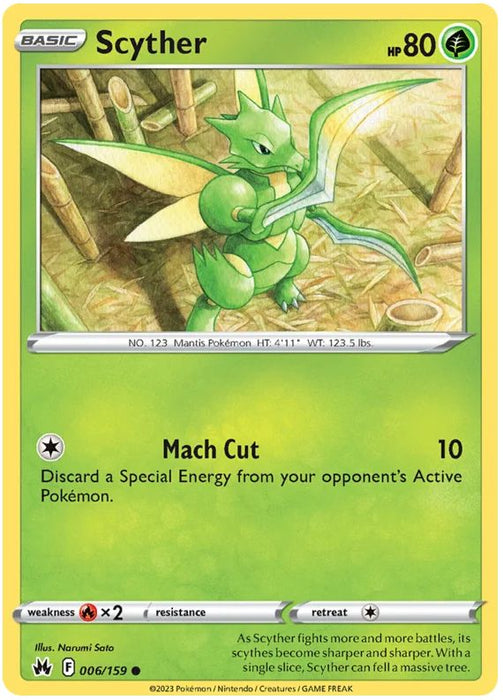 Scyther 006/159 Common Pokemon Card (SWSH Crown Zenith)