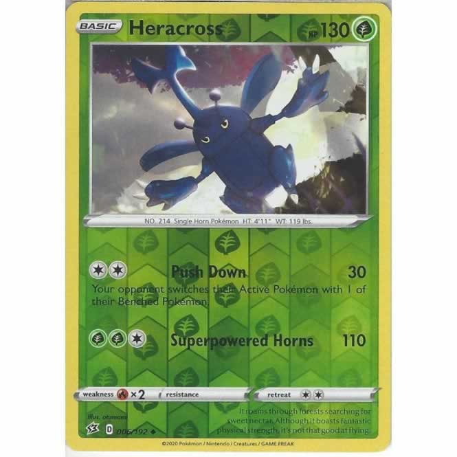 Heracross 006/192 Uncommon Reverse Holo Pokemon Card (SWSH Rebel Clash)